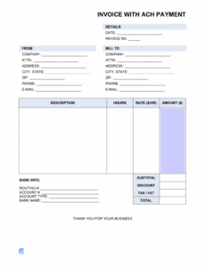 Sample Bank Transfer Invoice Template PDF