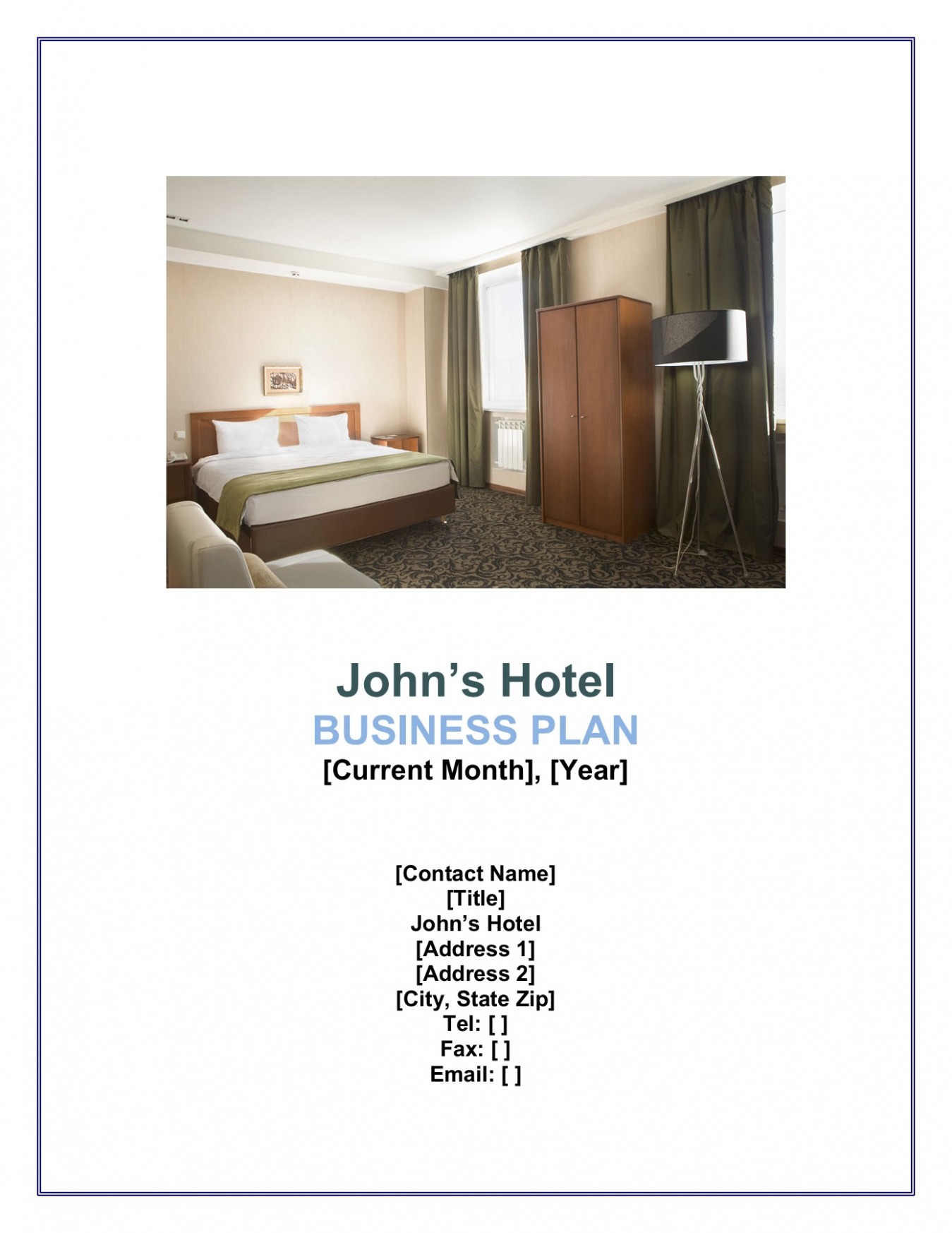 Printable Business Plan Template For Hotel Docs