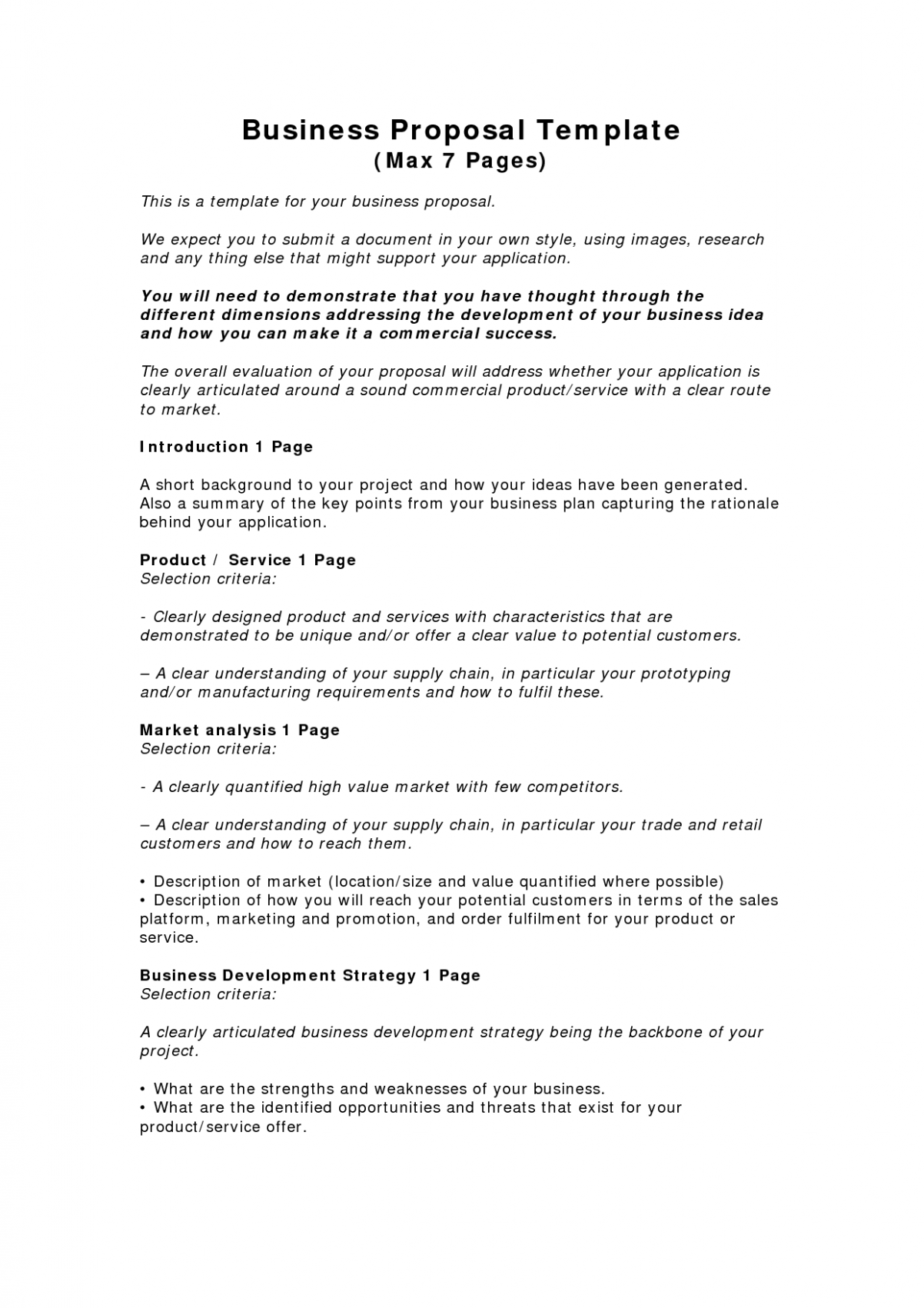 Printable Business Proposal Plan Template Doc Printable Business Proposal Plan Template Doc