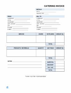 Sample Catering Service Invoice Template Doc