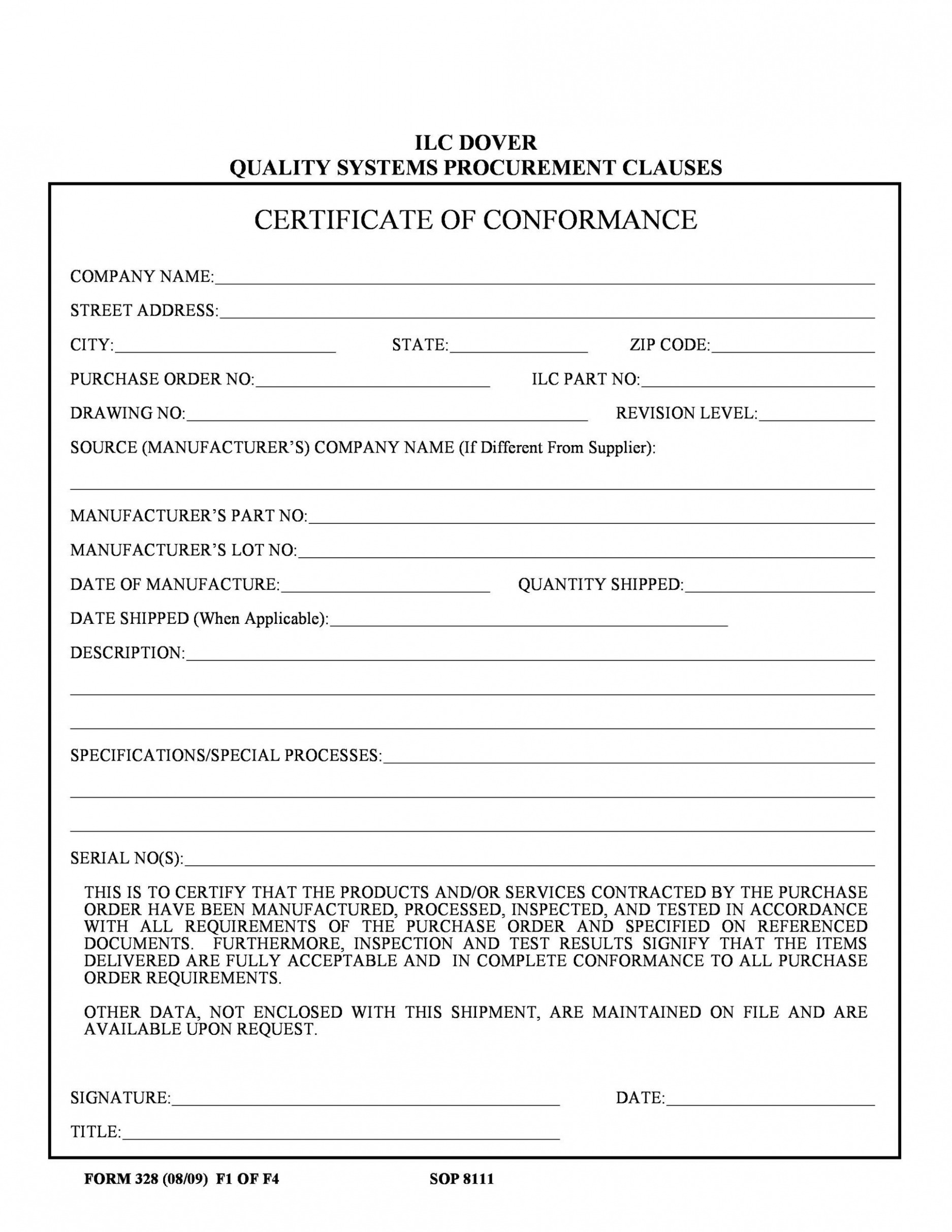 Printable Certificate Of Conformity Template Sample Printable Certificate Of Conformity Template Sample