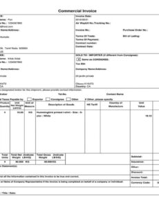 Printable China Commercial Invoice Template Excel