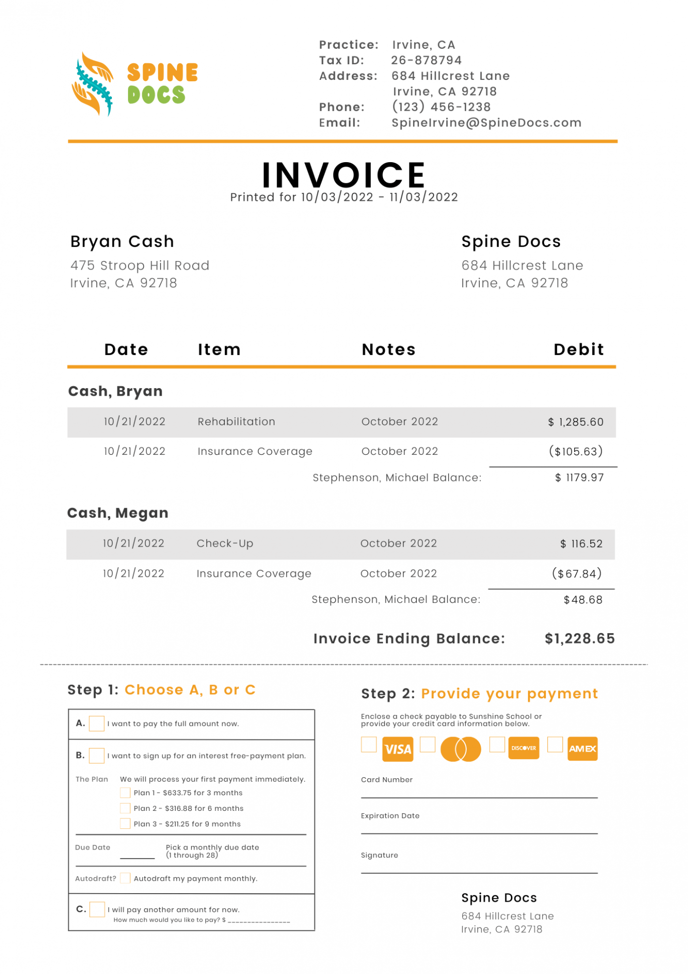 Printable Chiropractic Invoice Template Excel Printable Chiropractic Invoice Template Excel