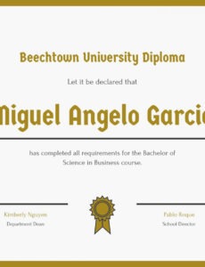 Editable College Diploma Certificate Template Excel