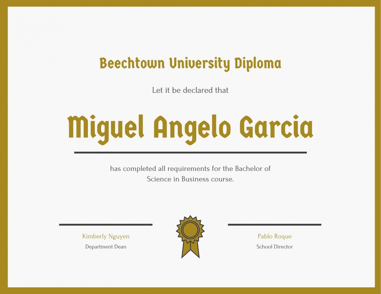 Printable College Diploma Certificate Template PPT