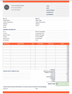 Sample Commercial Proforma Invoice Template Word