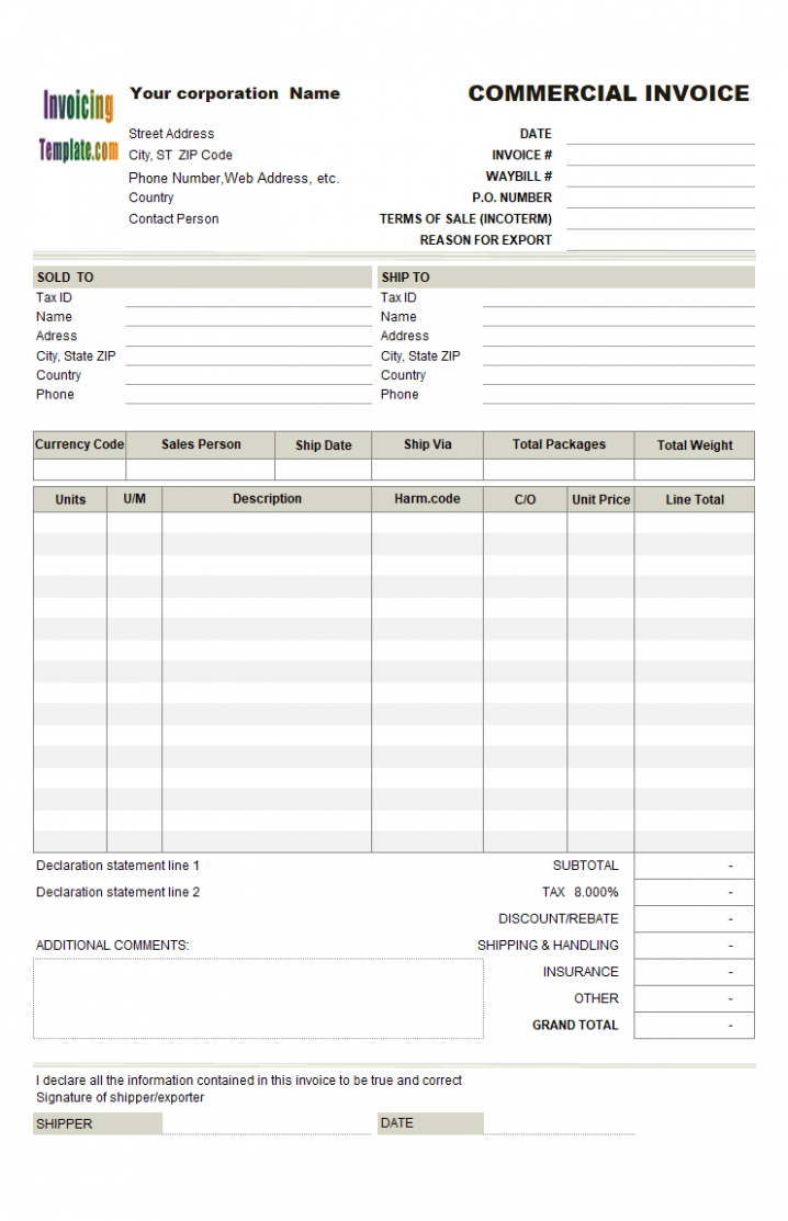 Sample Commercial Proforma Invoice Template Word Sample Commercial Proforma Invoice Template Word