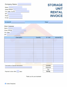 Sample Commercial Rent Invoice Template Excel
