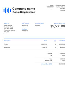 Printable Consultant Billing Invoice Template PDF