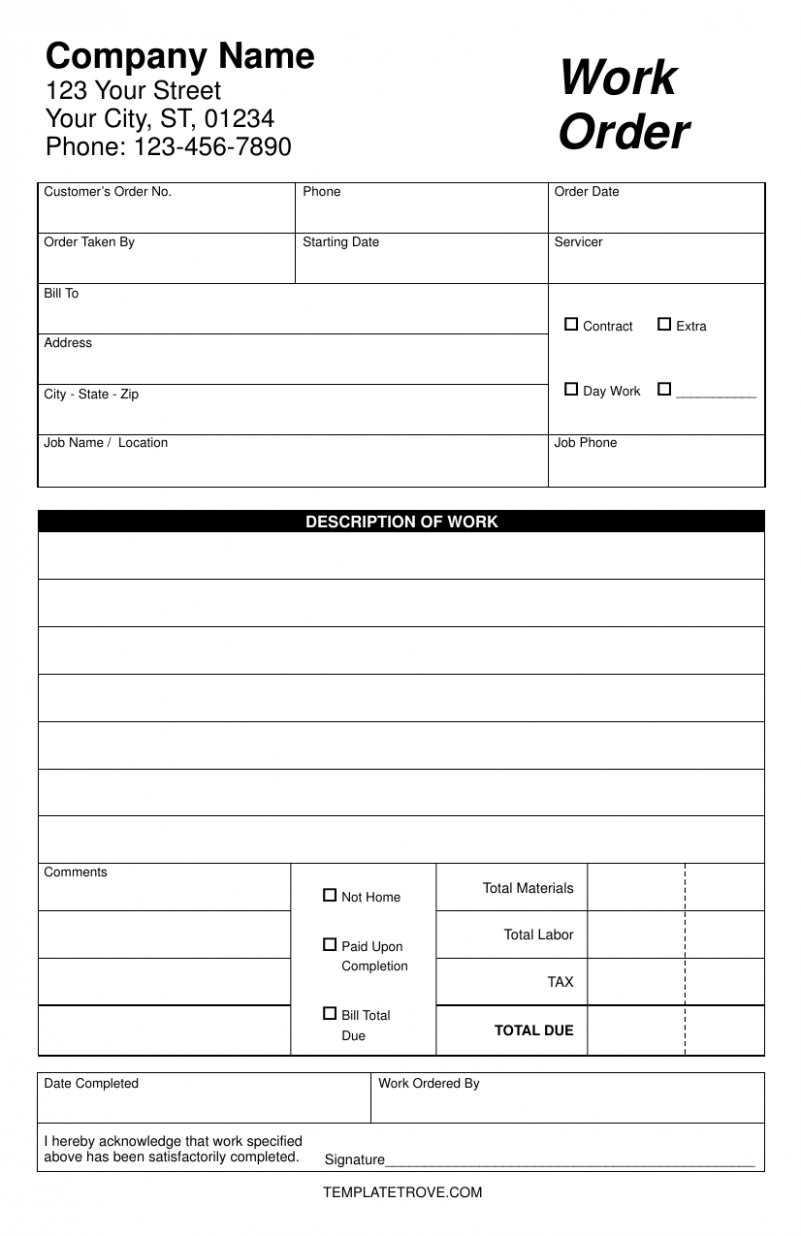 Sample Contractor Purchase Order Template Doc