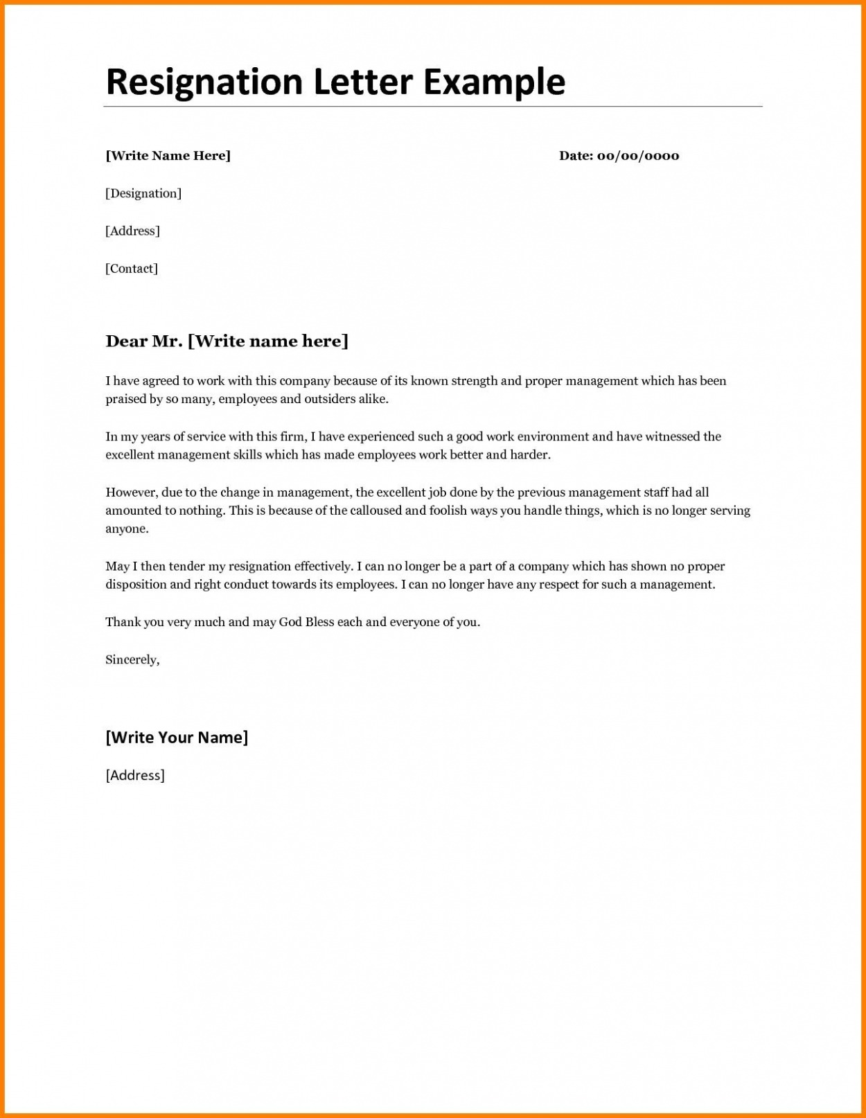 Editable Country Club Resignation Letter CSV