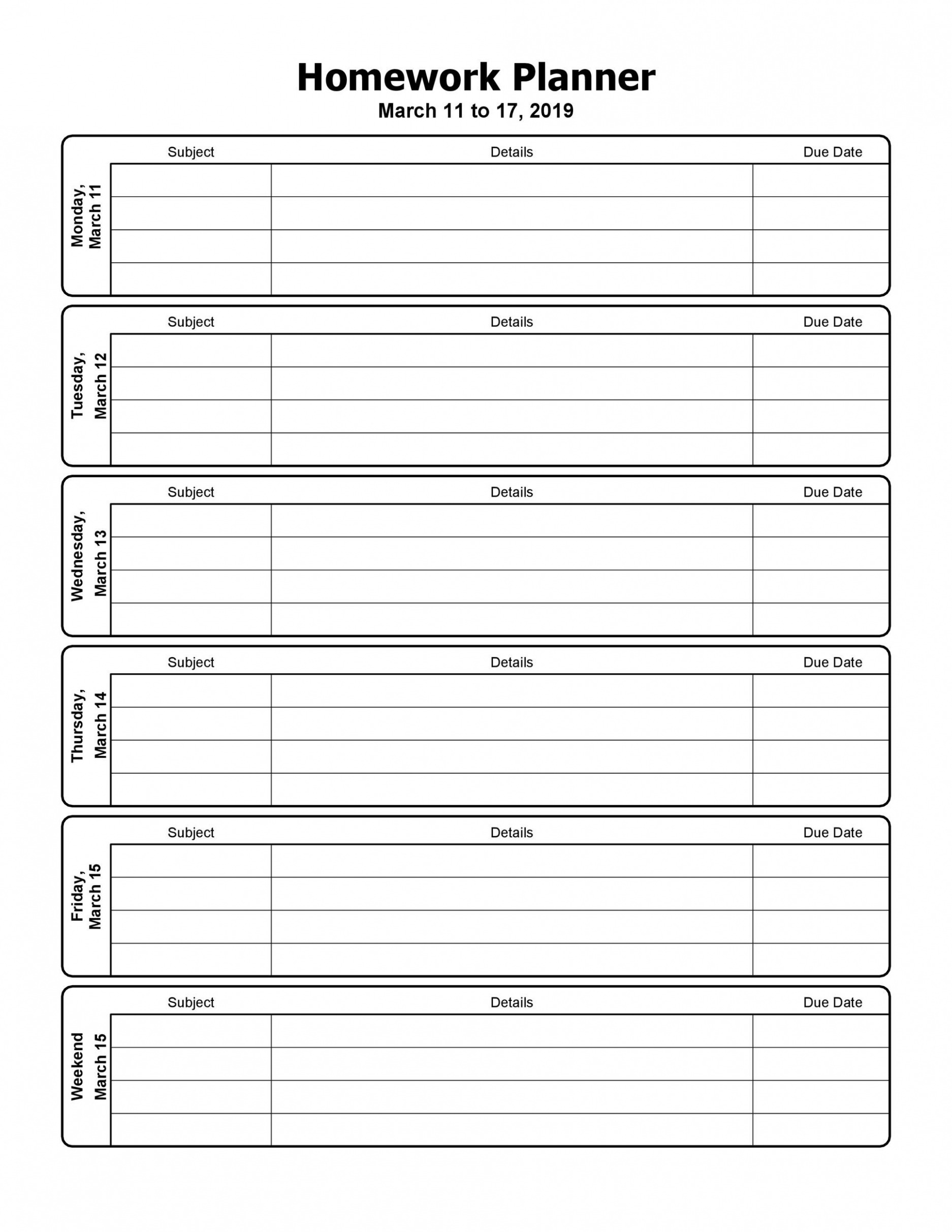 Free Daily Homework Schedule Template Excel Free Daily Homework Schedule Template Excel
