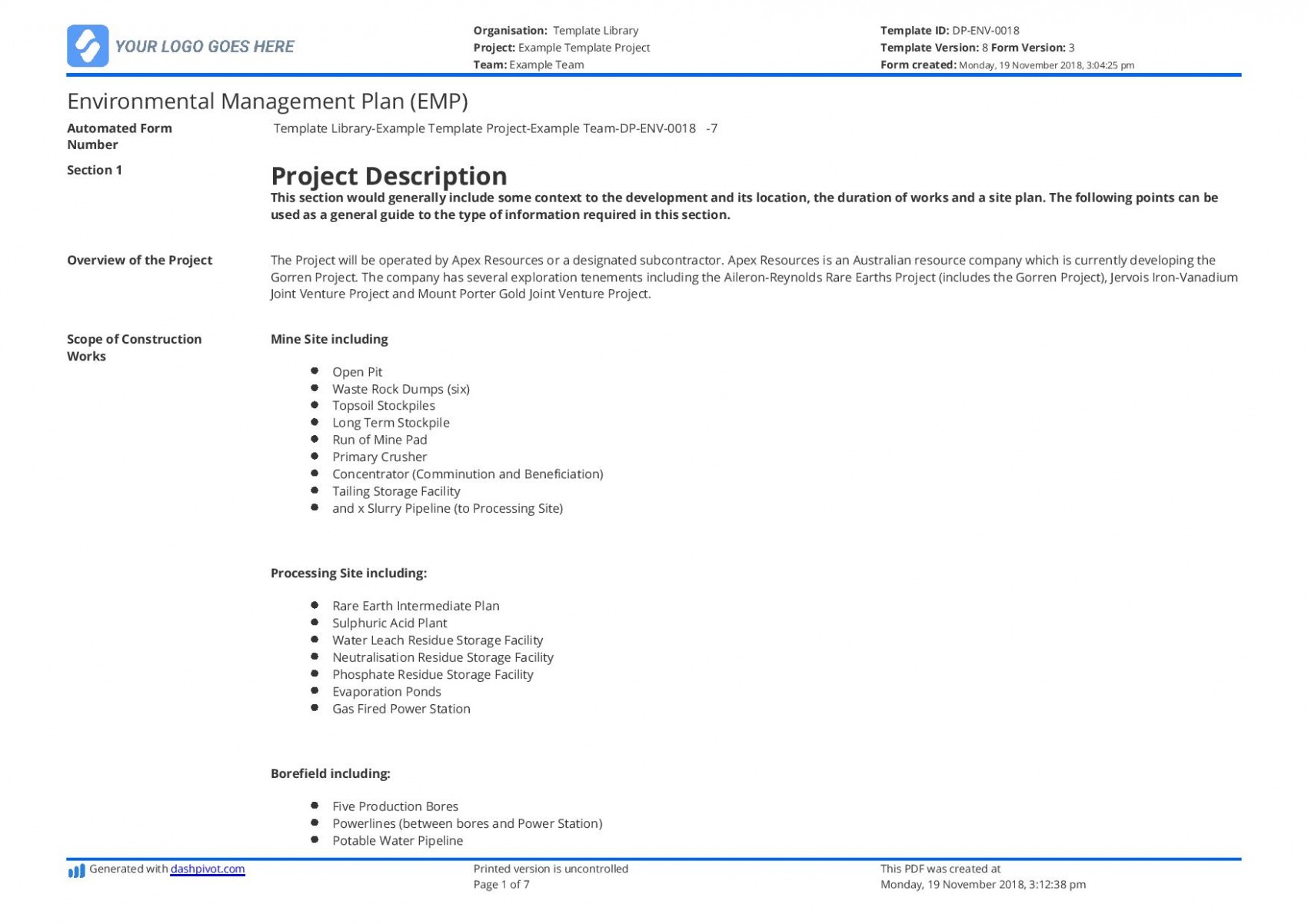 Editable Environmental Management Plan Template PPT