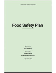 Editable Food Safety Plan Template PDF