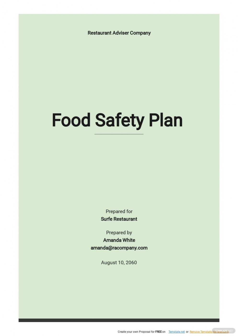 Free Food Safety Plan Template Excel