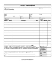 Editable Free Printable Auto Repair Invoice Template PPT