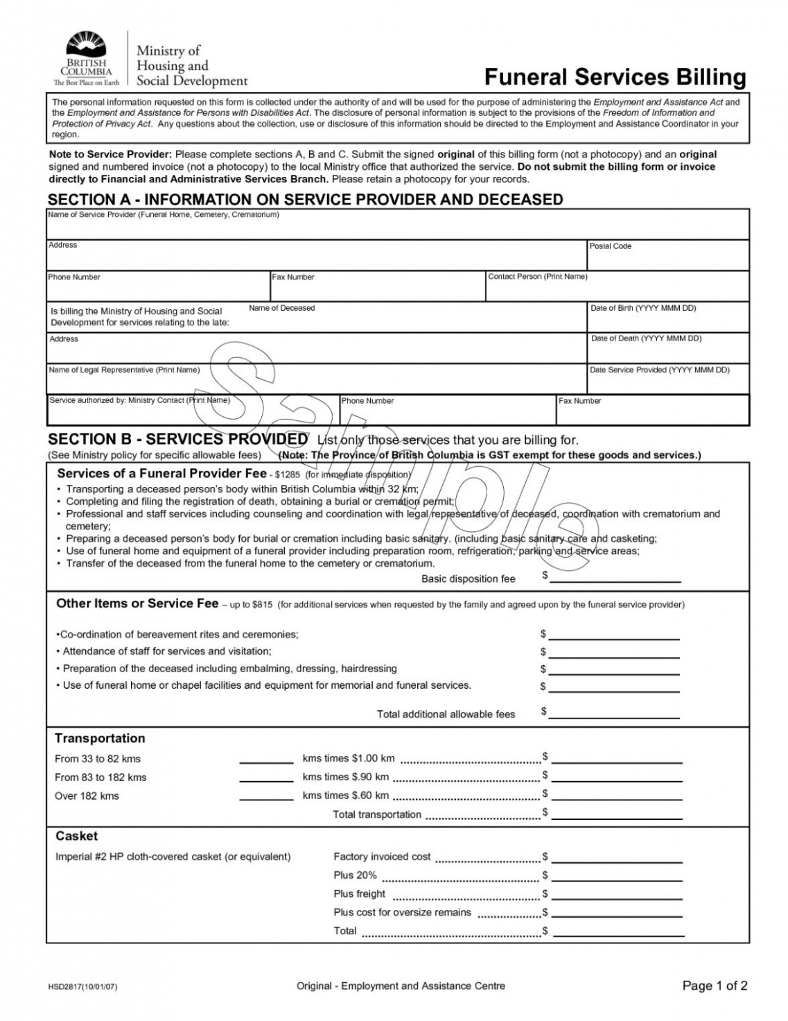 Sample Funeral Home Invoice Template Docs