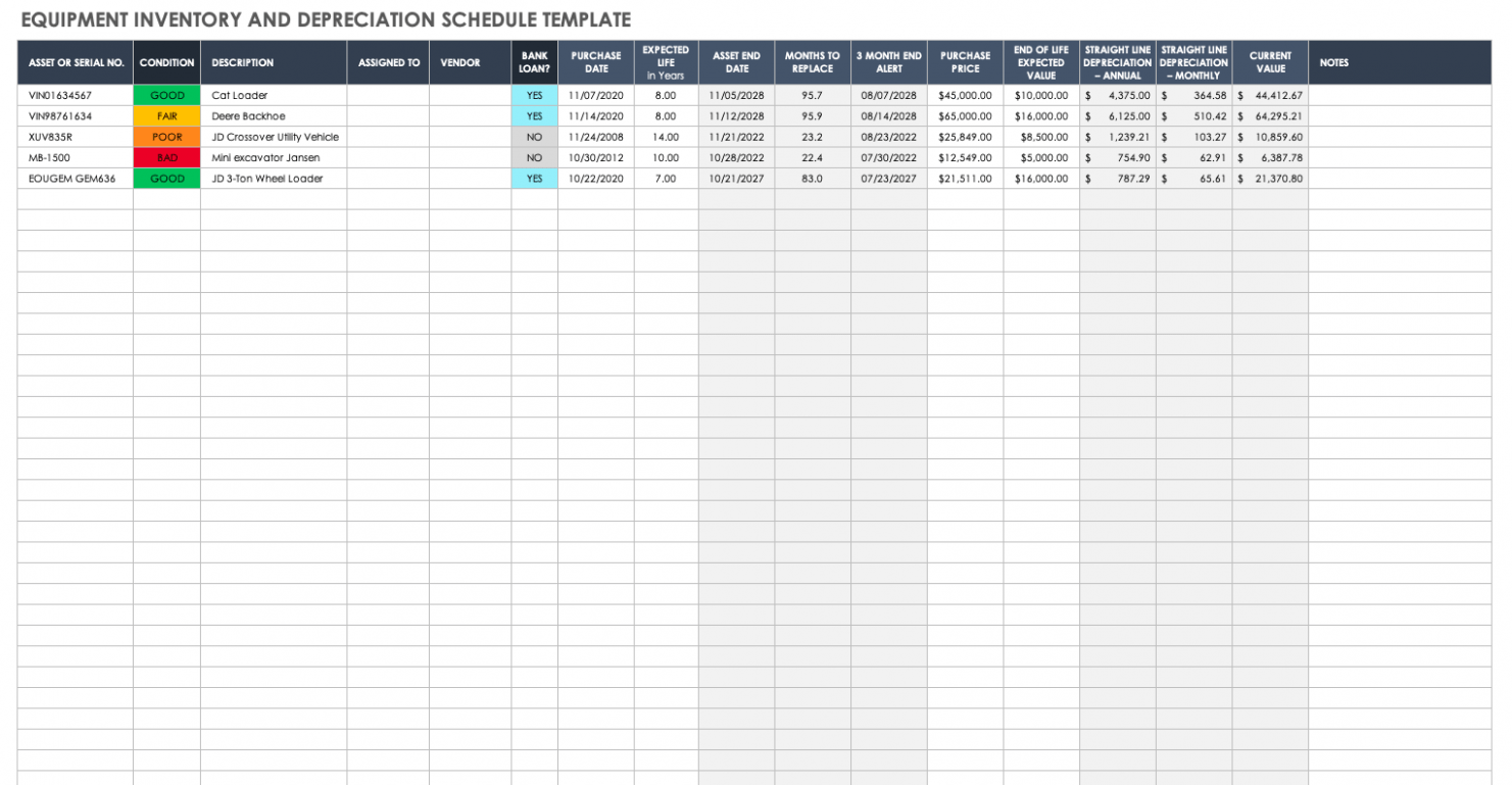  Gym Equipment Maintenance Schedule Template CSV