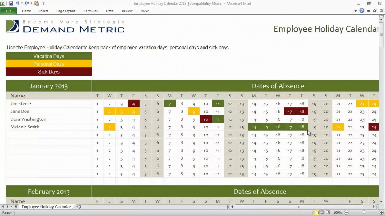 Free Holiday Work Schedule Template Sample