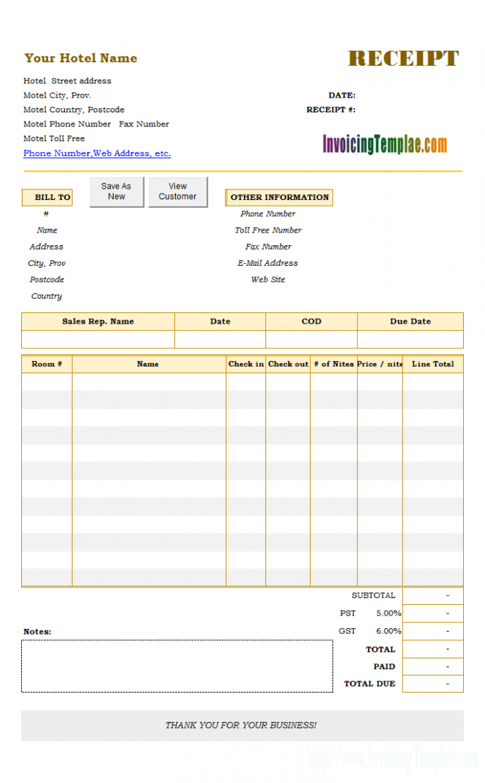 Editable Hotel Billing Invoice Template Excel Editable Hotel Billing Invoice Template Excel