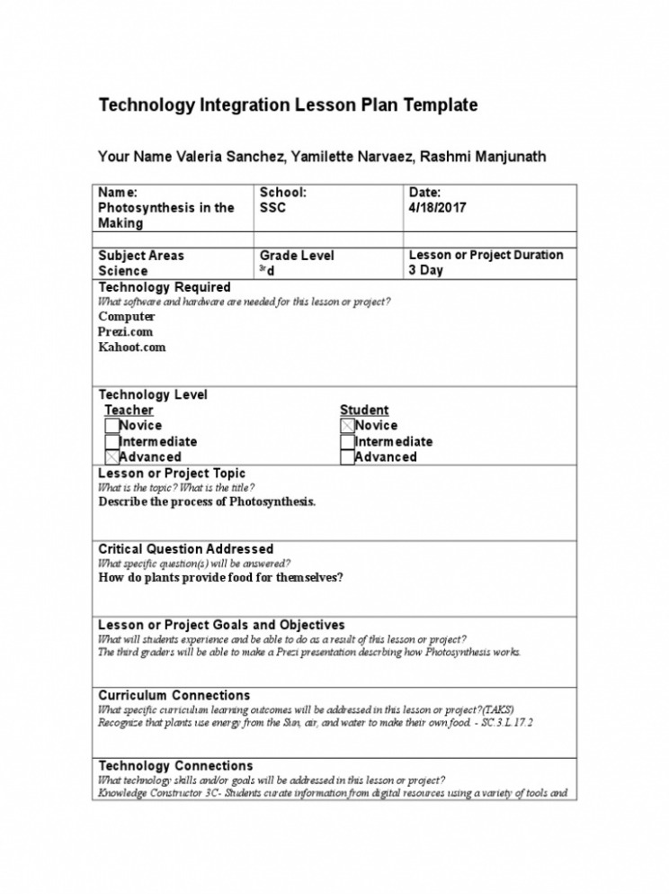  Integrated Lesson Plan Template Sample