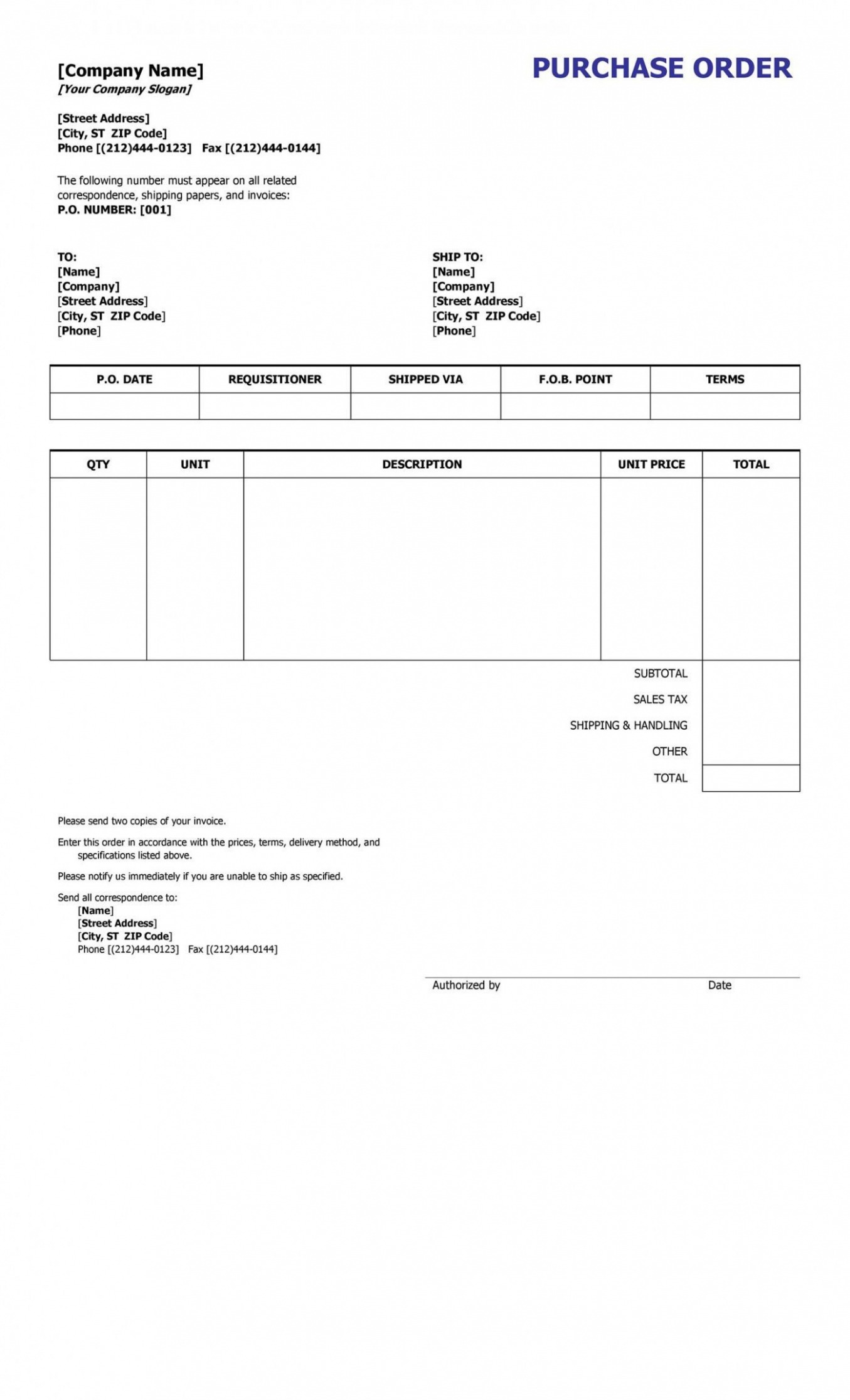 Editable Interior Design Purchase Order Template PPT