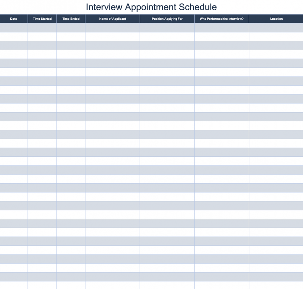 Editable Job Interview Schedule Template CSV