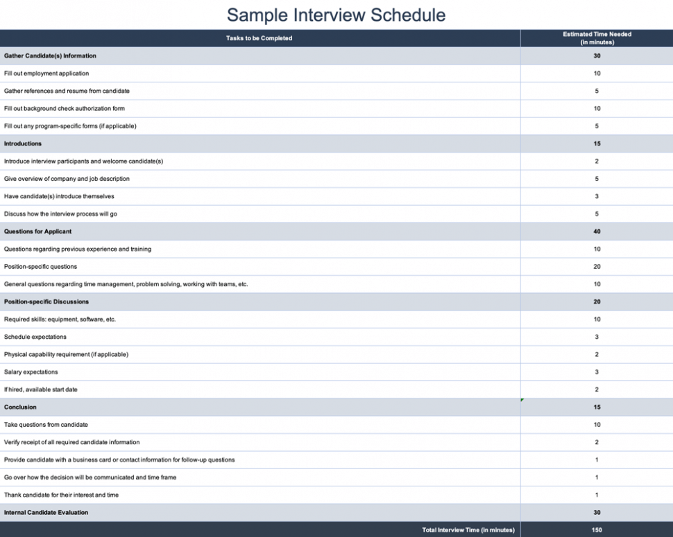  Job Interview Schedule Template Doc