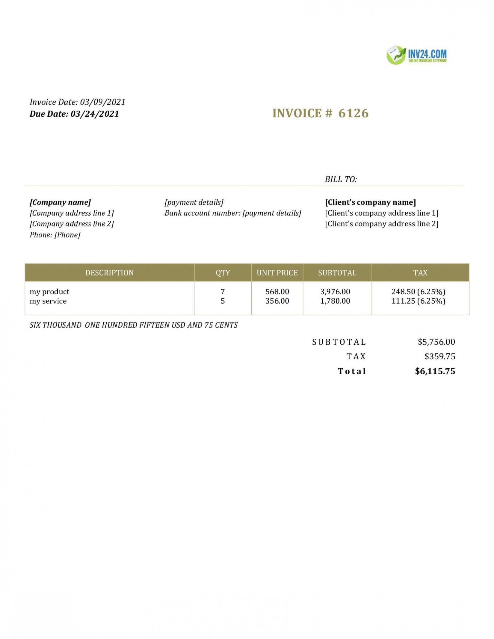 Printable Joinery Invoice Template Excel