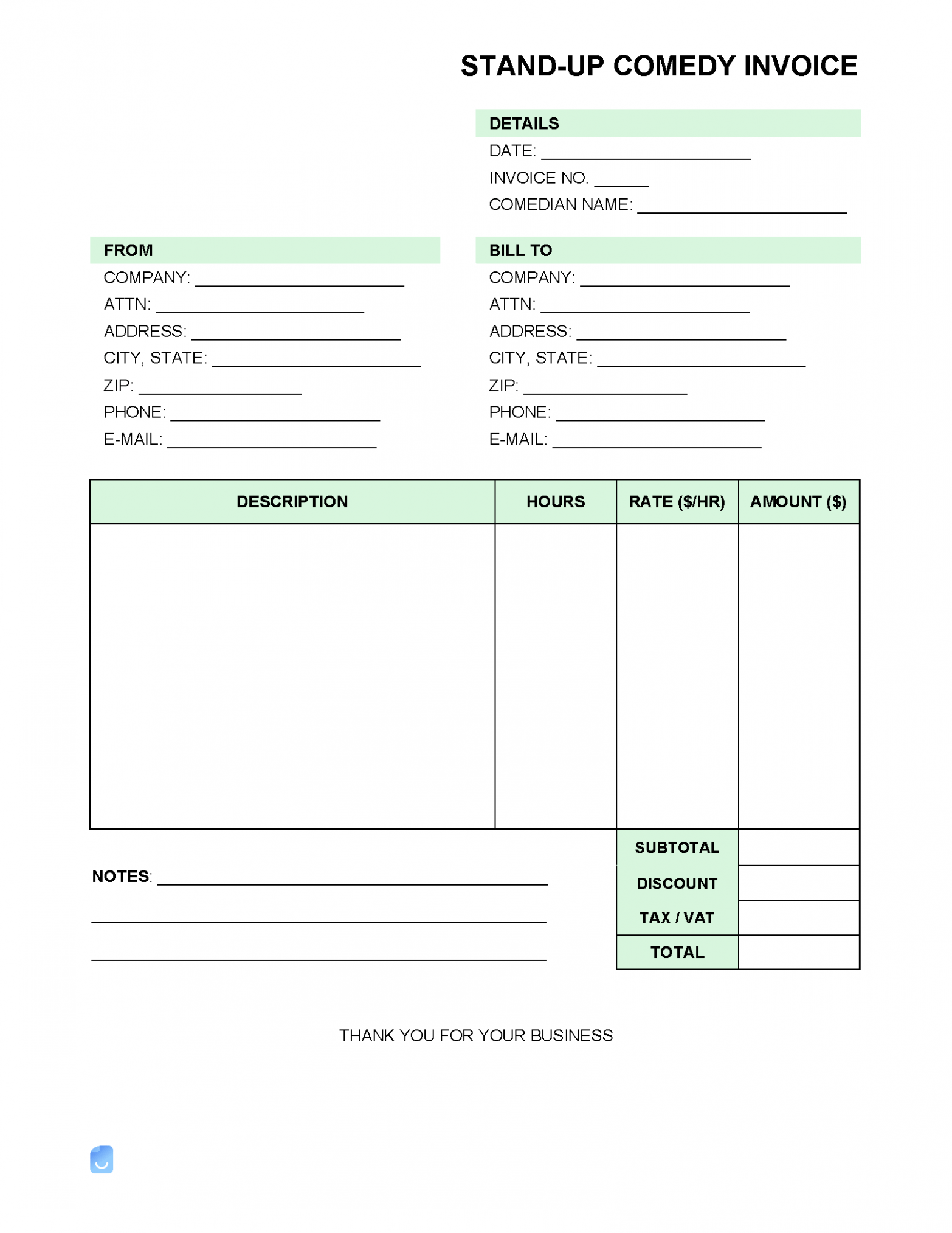 Printable Joke Invoice Template PDF