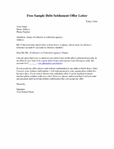 Printable Legal Settlement Offer Letter Template PDF