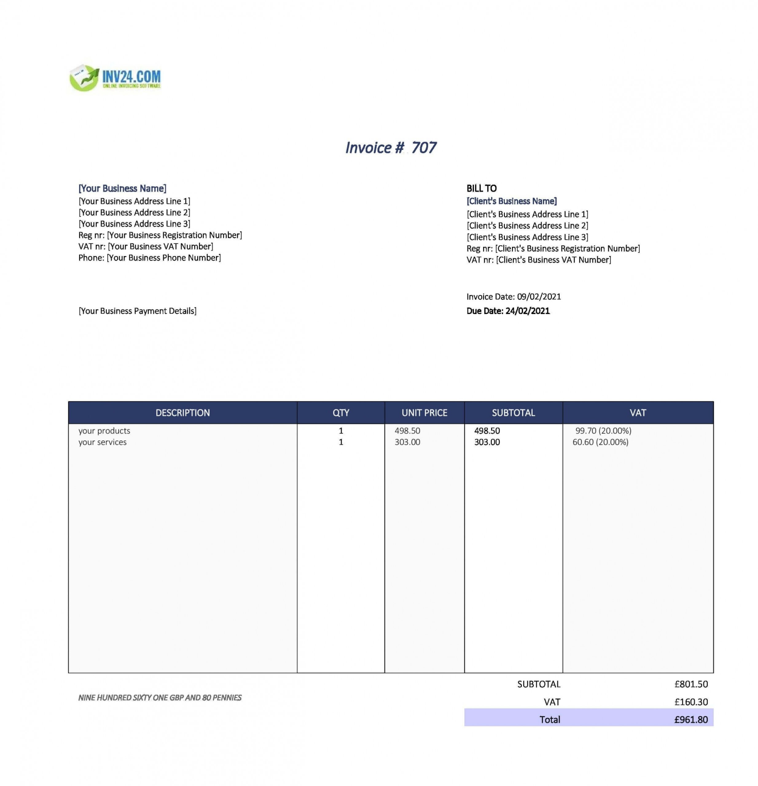 Sample Limited Company Invoice Template PPT