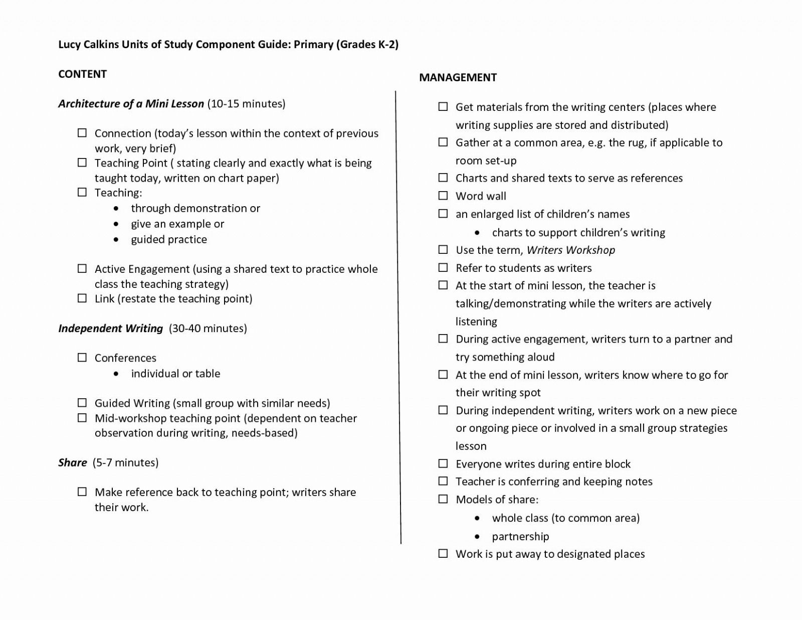 Editable Lucy Calkins Lesson Plan Template PPT