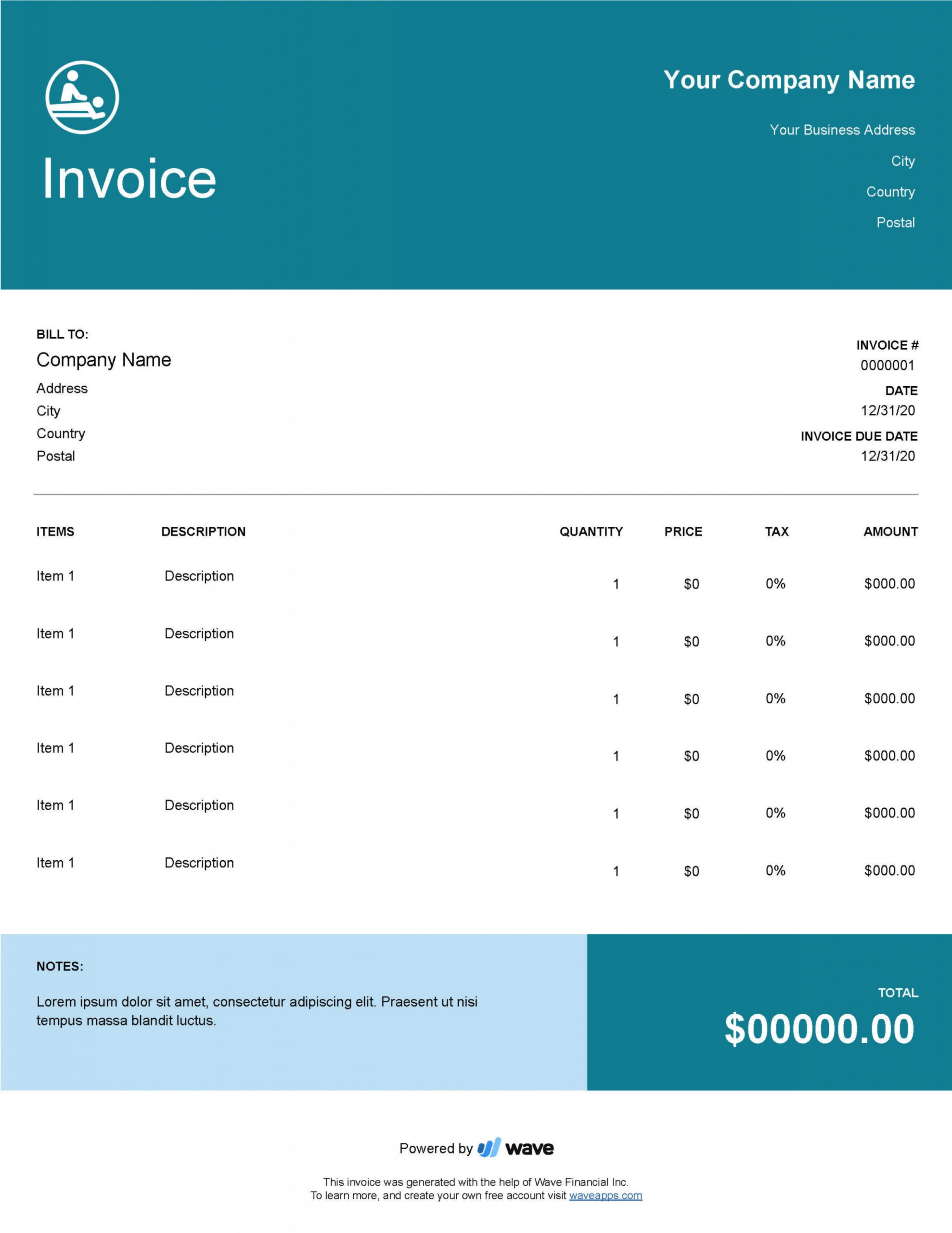 Printable Massage Therapist Invoice Template 