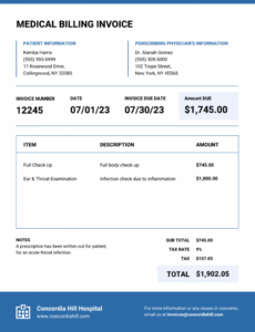 Sample Medical Billing Invoice Template Docs