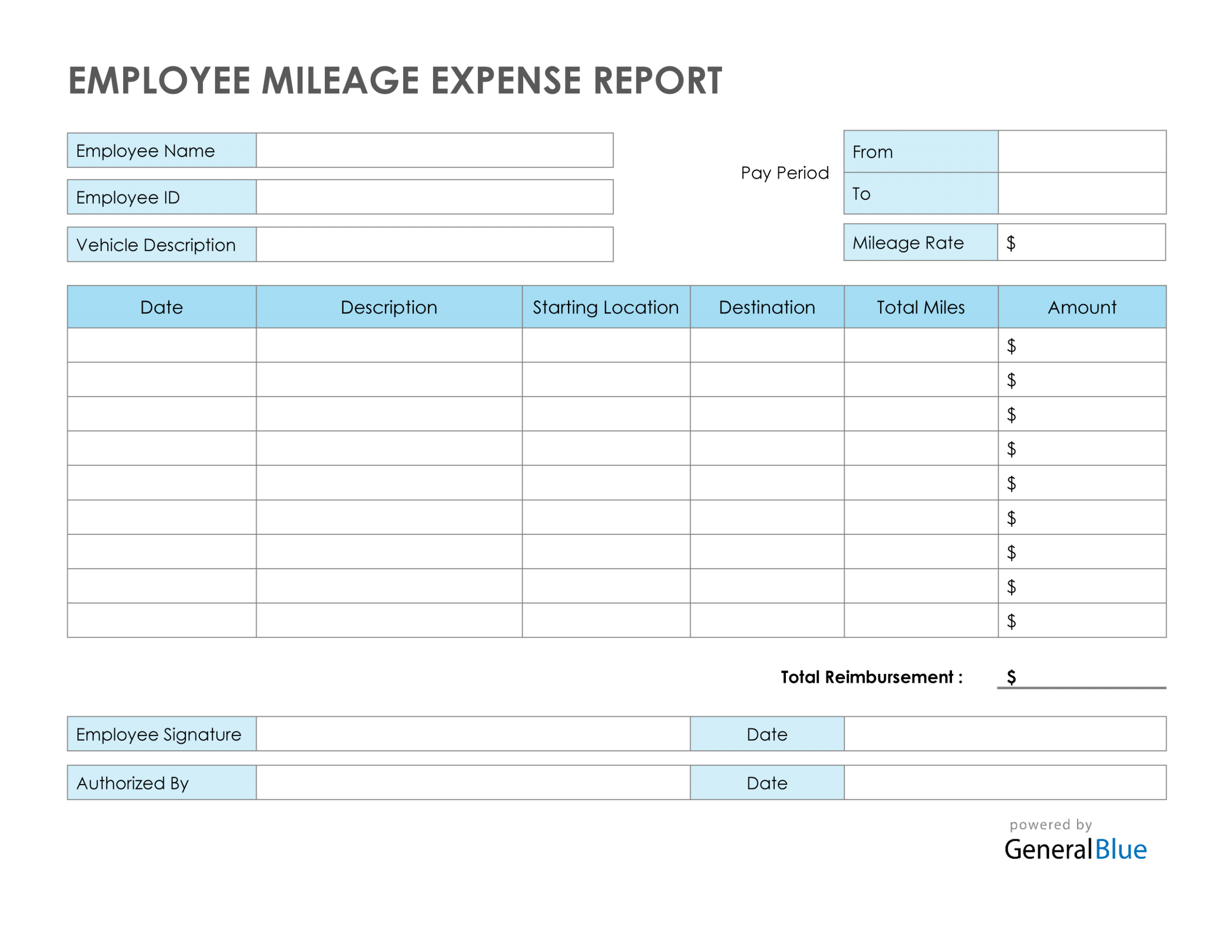 Mileage Invoice Template