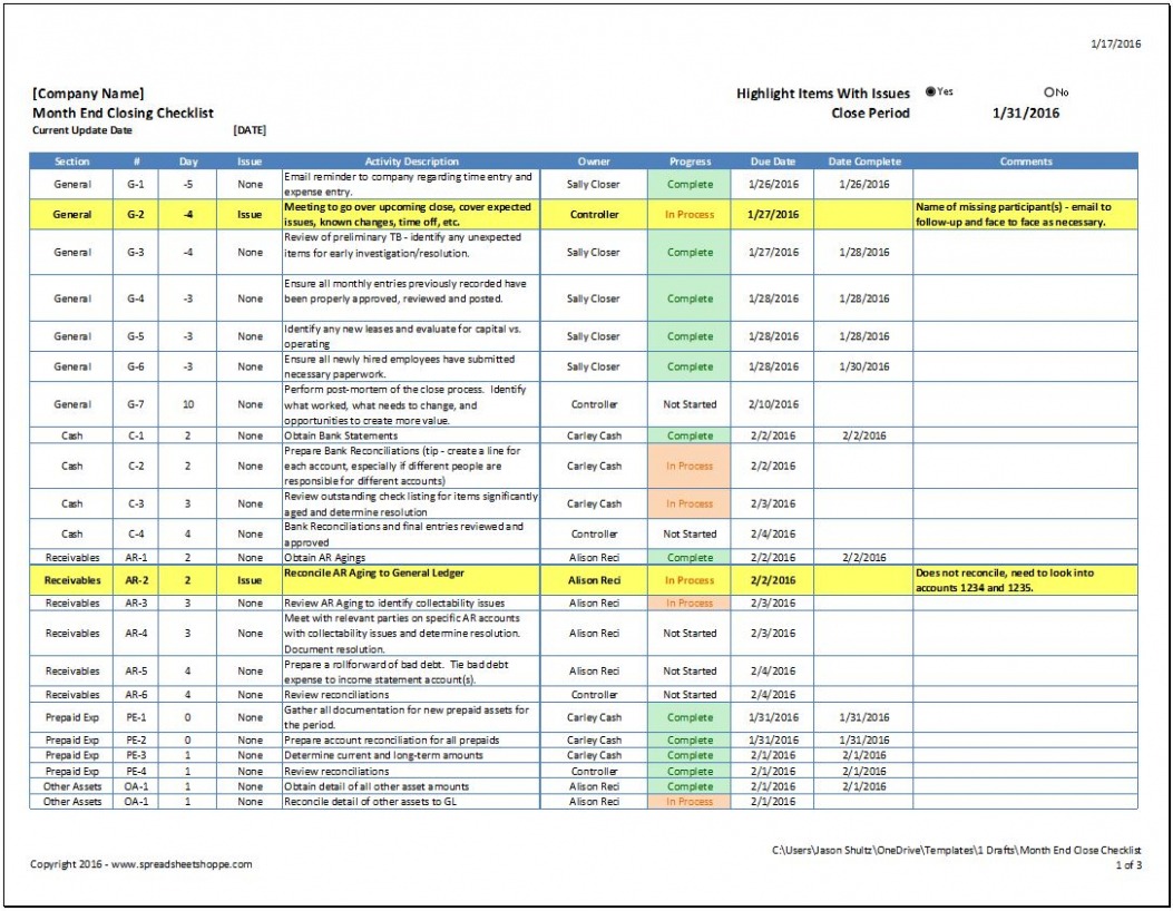 Free Month End Closing Schedule Template PPT