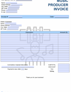 Printable Music Production Invoice Template Docs