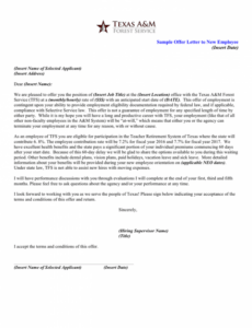 Printable New Hire Offer Letter Template Doc