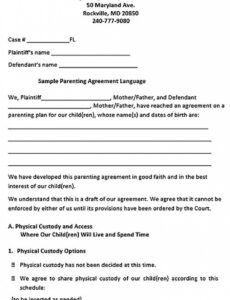 Printable Nj Parenting Plan Template PPT