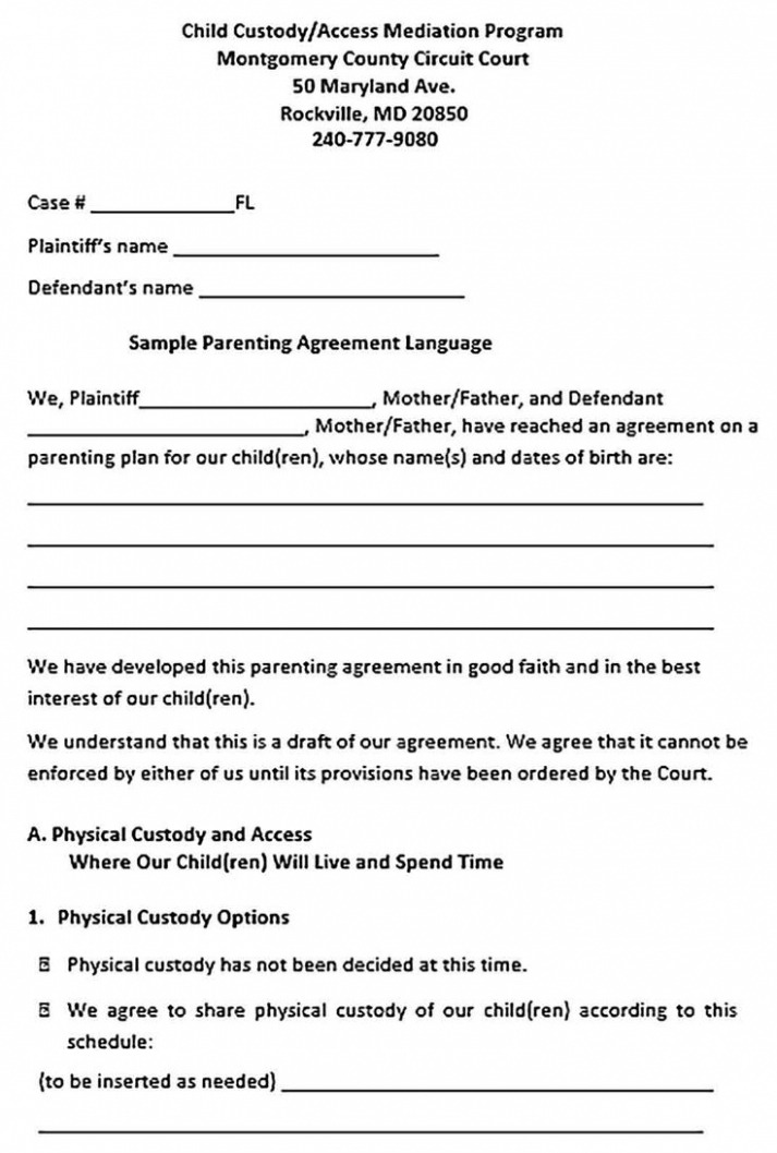  Nj Parenting Plan Template Sample