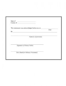 Editable Notary Acknowledgement Template Excel