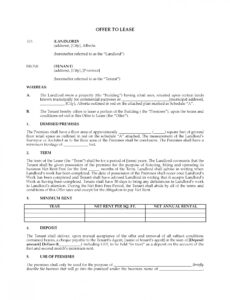 Editable Offer To Lease Commercial Property Template Docs