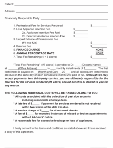 Editable Orthodontic Payment Plan Template Doc