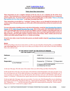 Parenting Plan Oregon Template Sample