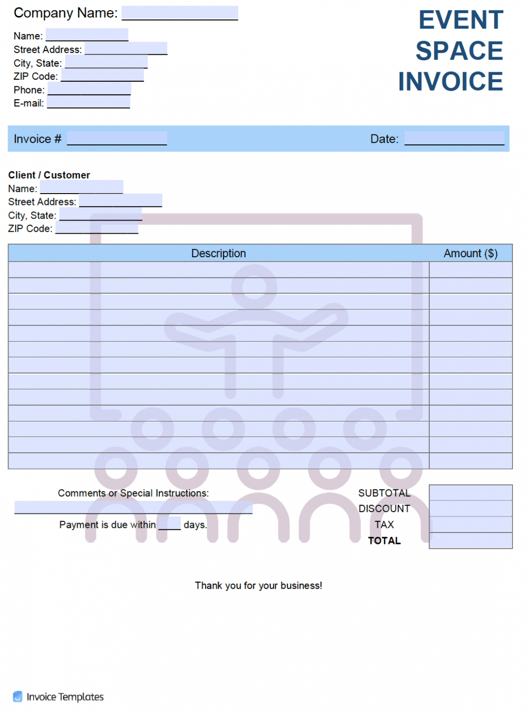 Printable Party Rental Invoice Template Docs