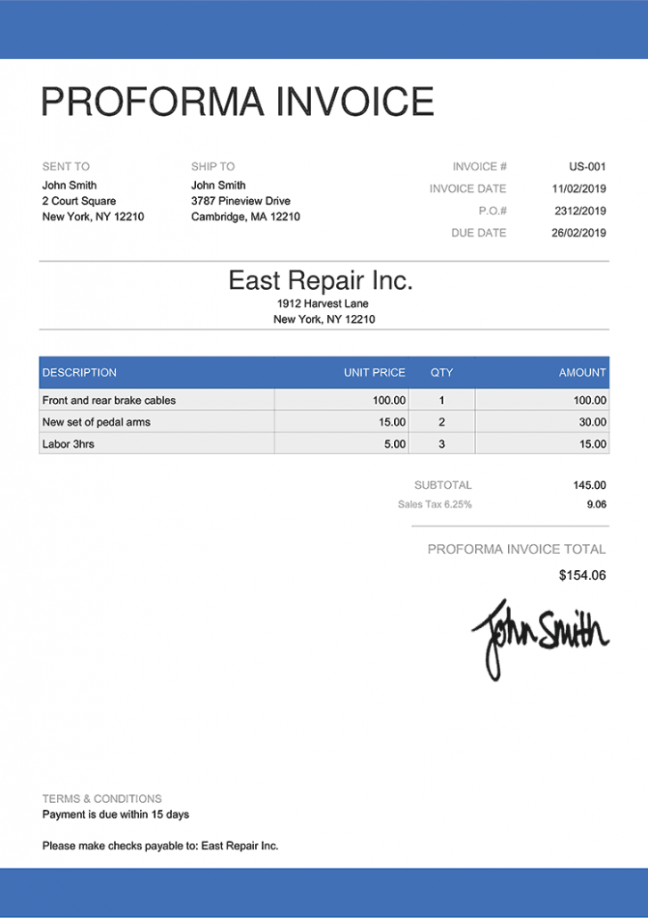 Editable Performance Invoice Template Docs