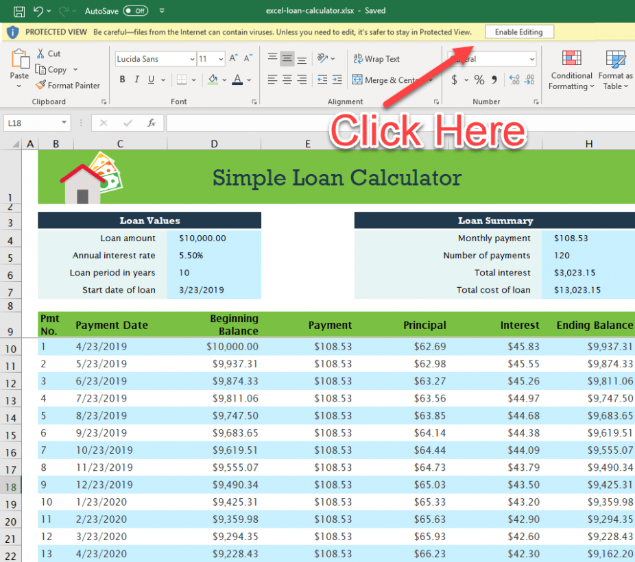 Personal Loan Payment Schedule Template