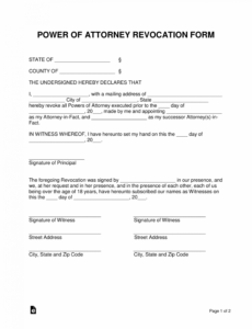Power Of Attorney Resignation Letter Template PDF