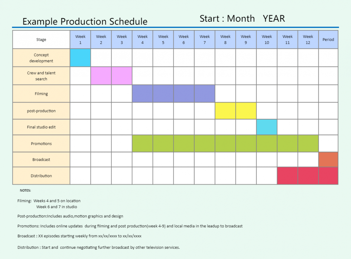 Editable Pre Production Schedule Template Doc